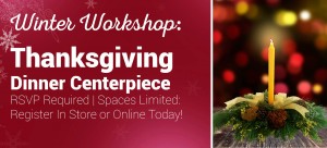 Come and create a lovely Thanksgiving Centerpiece using fresh cut greens during our Winter Workshop!