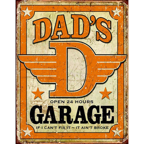 TIN SIGN "Dad's Garage"  Garage Tools Mechanic Wall Decor 
