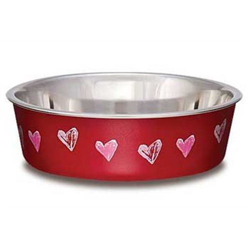 LOVING PETS HEARTS BELLA BOWL FOR PETS, SMALL, 1-PINT, VALENTINE RED