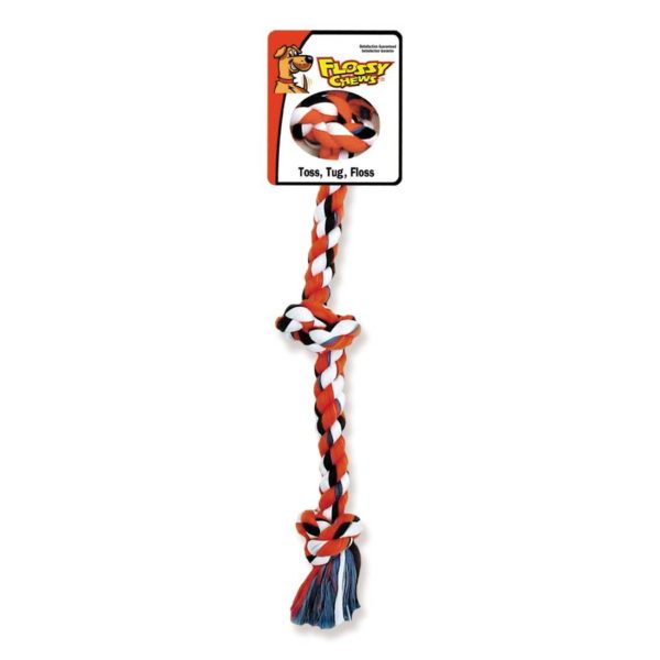 MAMMOTH FLOSSY CHEWS COTTONBLEND COLOR 3-KNOT ROPE TUG, MINI