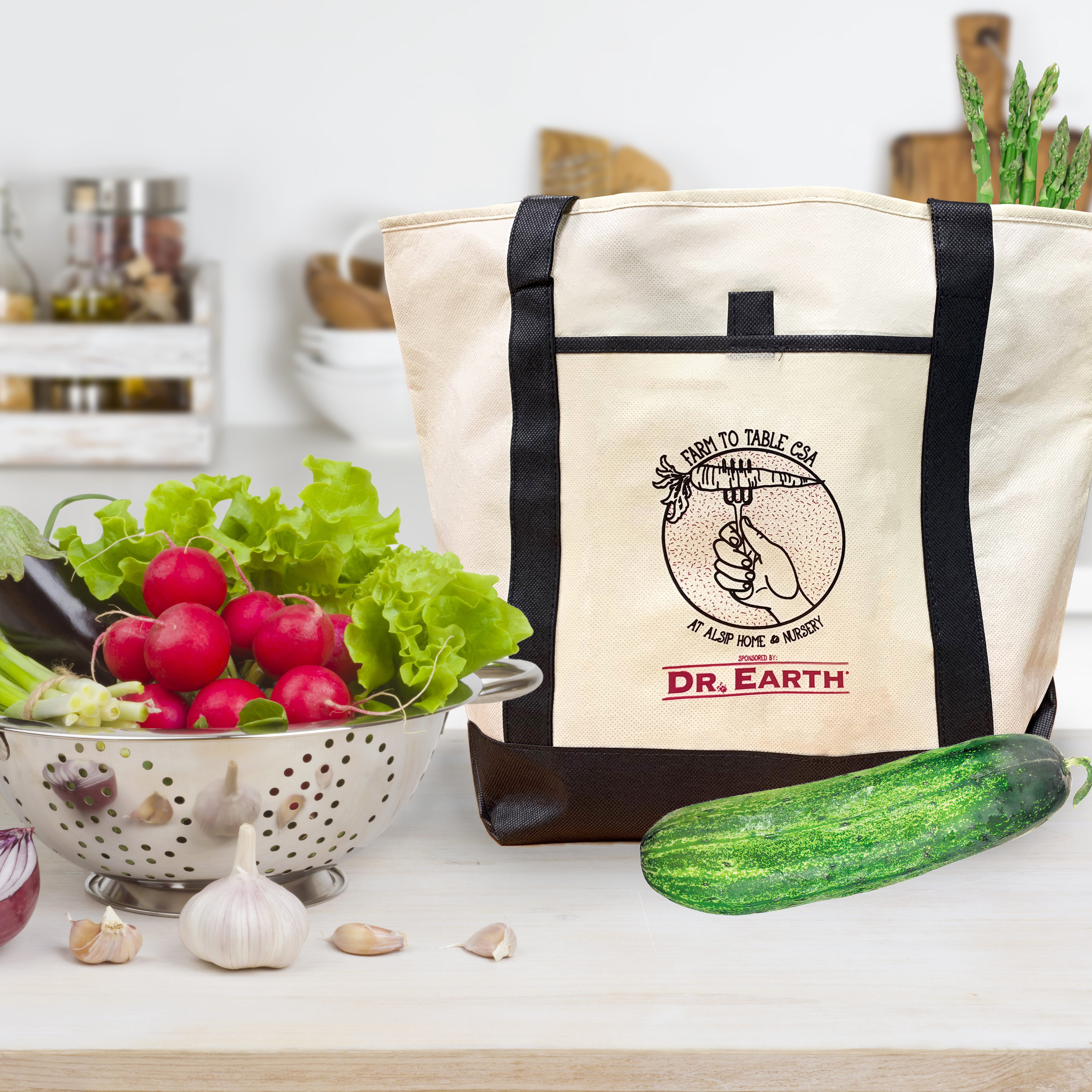 Receive one free tote bag and a single share of weekly produce every Saturday starting June through October with our Half Share CSA Subscription!