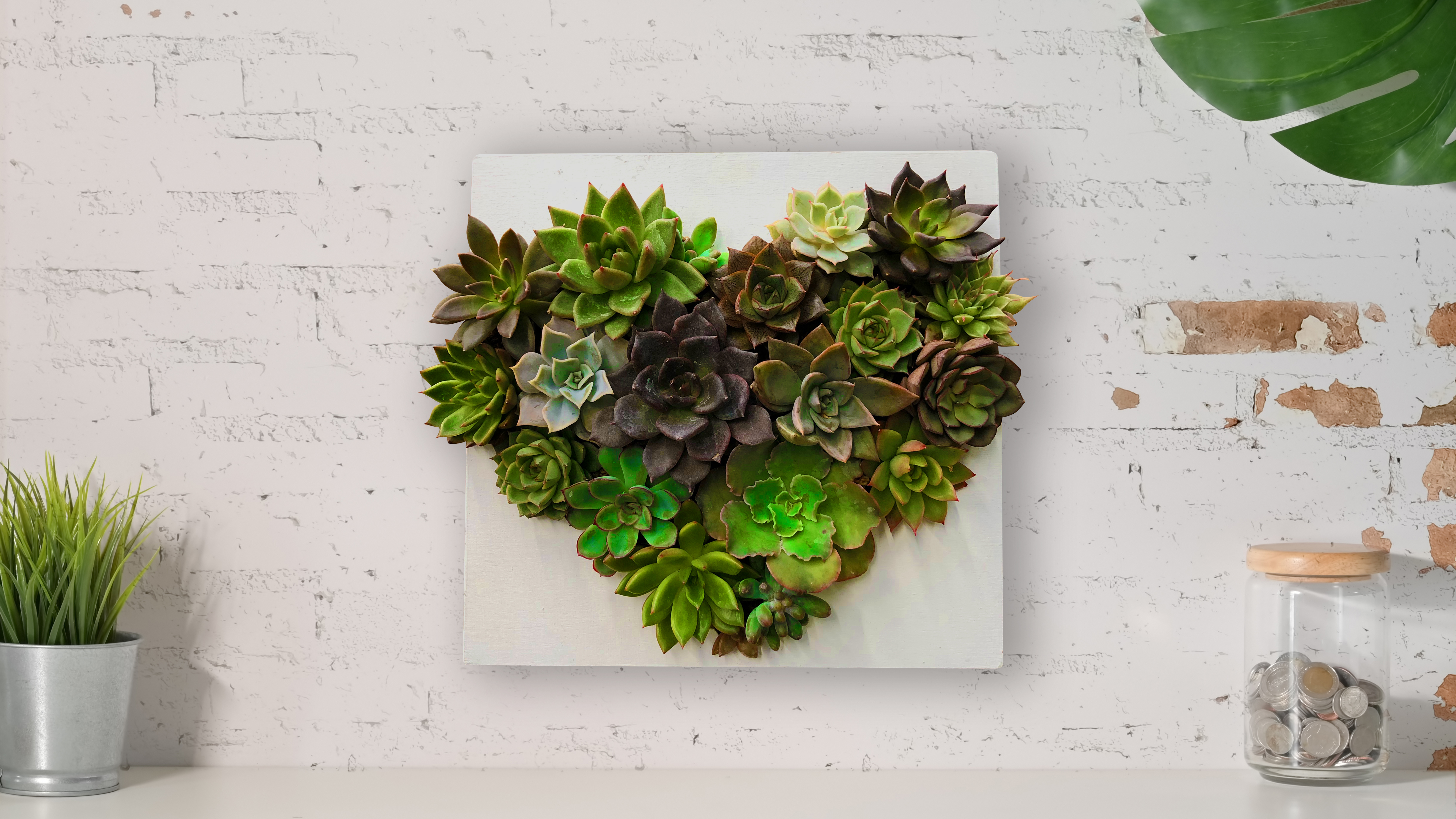 Heart of Succulents displayed on wall or desktop.