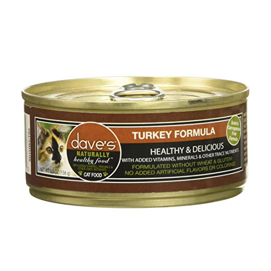 Dave's Naturally Healthy GrainFree Turkey Formula, Canned Cat Food, 5