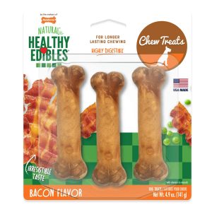 Nylabone Healthy Edibles Bacon Chew Treats, Regular Size, 3 Pack