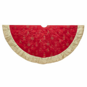 Kurt Adler 60-Inch Red With Gold Embroidered Ornaments Tree Skirt