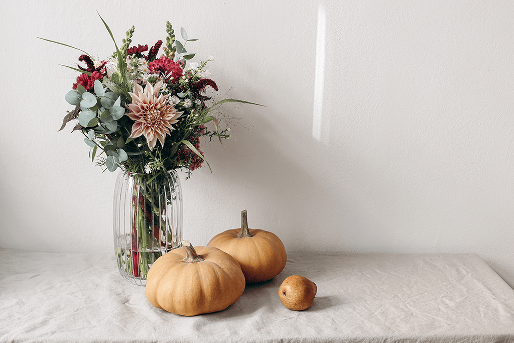 Alsip Nursery pumpkins and flowers in vase