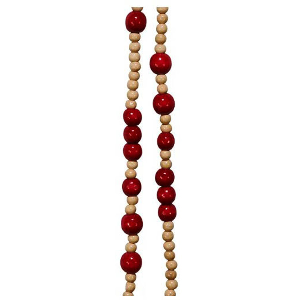 Wooden Bead Garland Multicolor 57 inchh Wood, Red