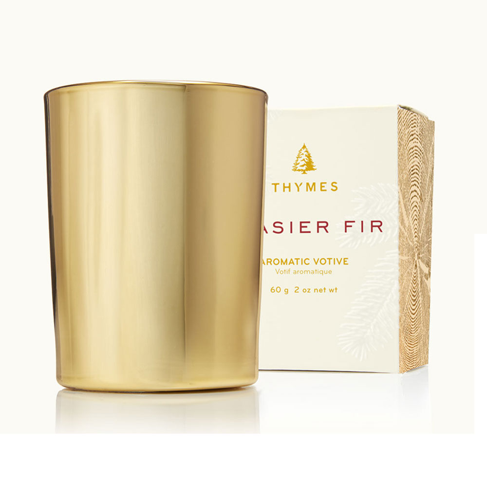 Thymes, Frasier Fir Gold Votive Candle, 2 oz - Alsip Home & Nursery